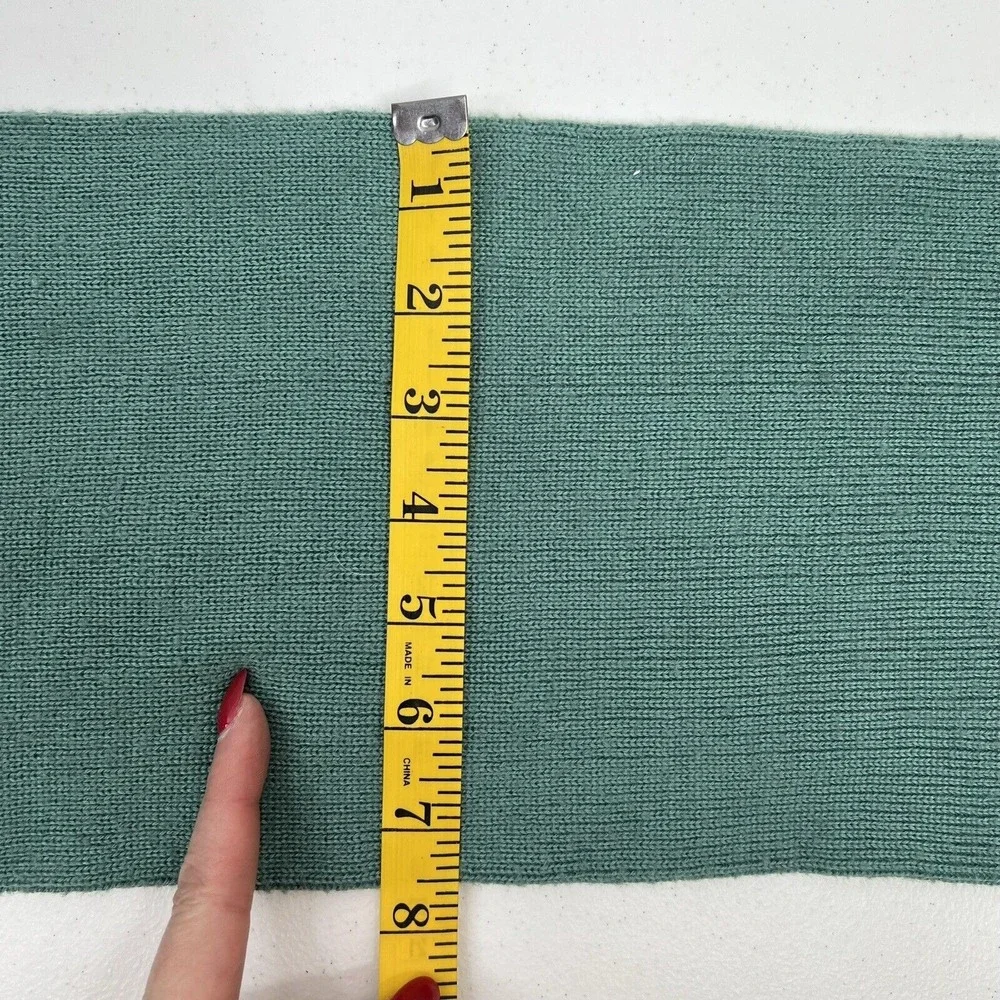 J. Crew Kid One Size Scarf Green Teal Knit Wool Blend Pom Pom Winter Accessory